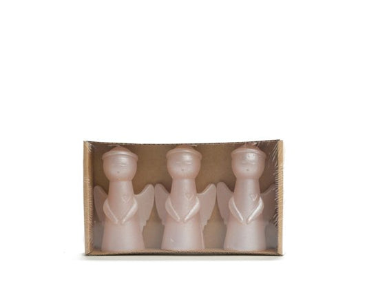 Rustik Lys - Set van 3 kerstengelen klein - licht roze - skin metallic - 8 cm