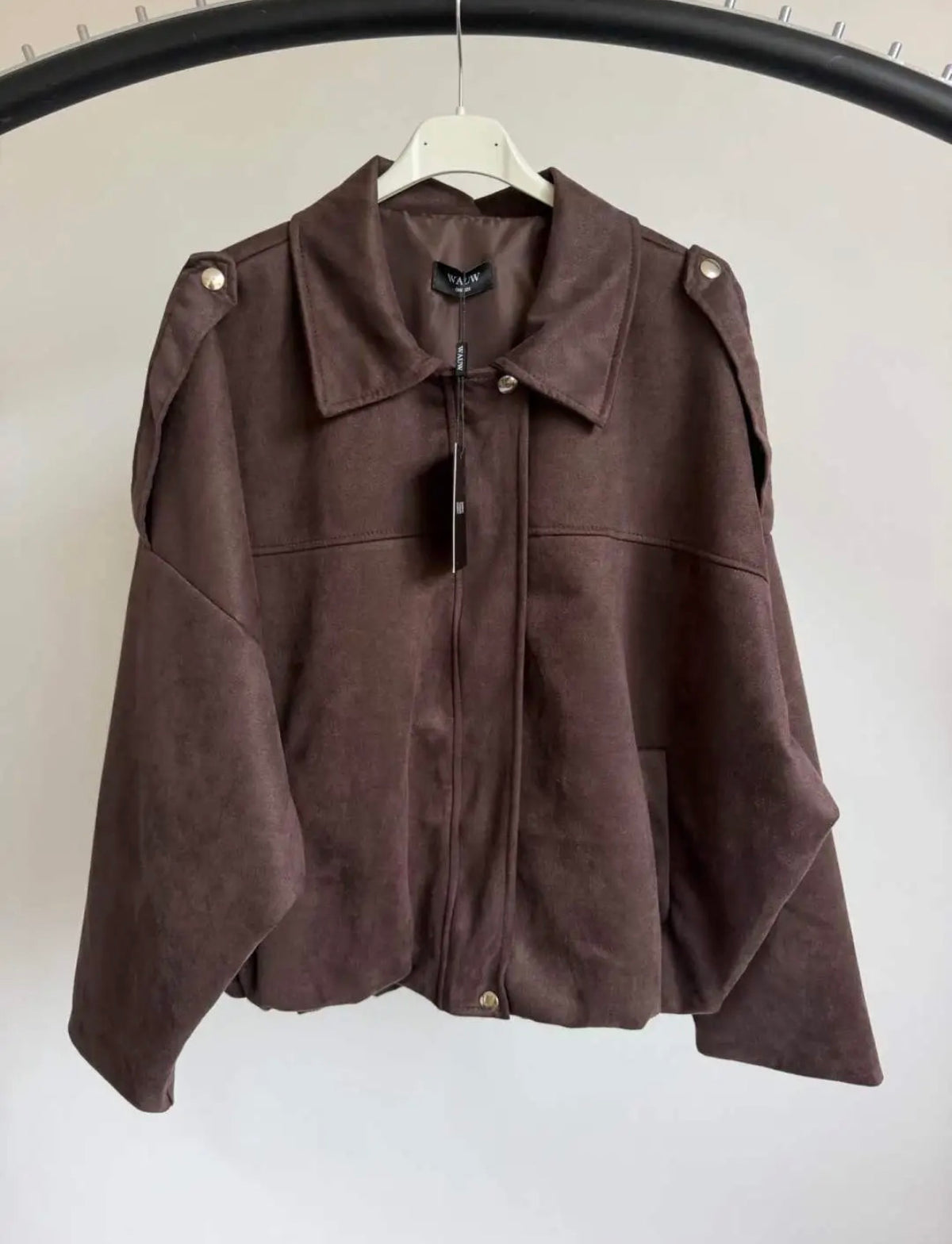 Wauw Fashion damesjasje donkerbruin suèdelook