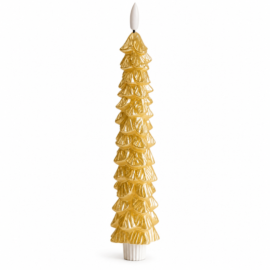 LED X-MAS Tree kaars goud 25 cm met timer