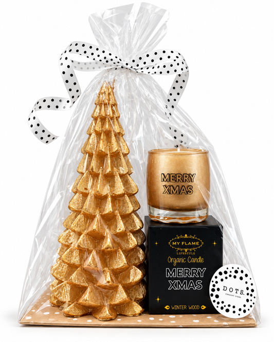 Kerstpakket kaarsen - cadeauset met twee kaarsen - Merry Xmas