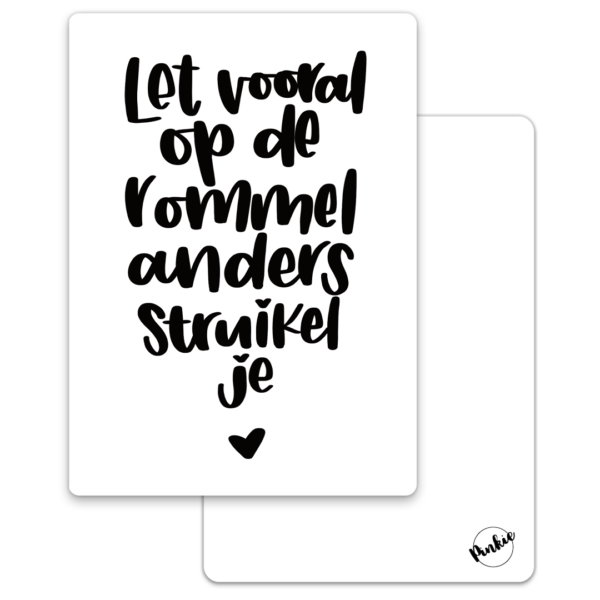 Pinkie Kaart “Let vooral op de rommel”