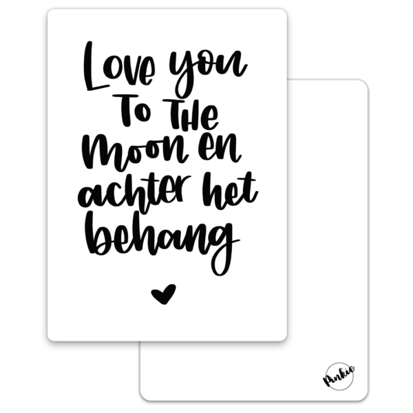 Pinkie Kaart “Love you to the moon en achter het behang”