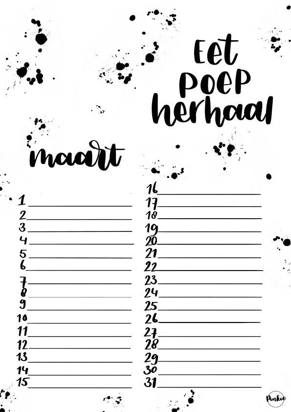 Pinkie verjaardagskalender