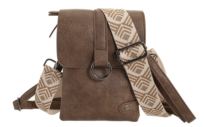 DARK CAMEL TELEFOON- EN SCHOUDERTASJE HARTFORD