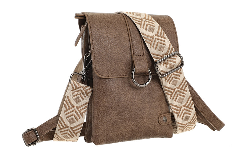 DARK CAMEL TELEFOON- EN SCHOUDERTASJE HARTFORD