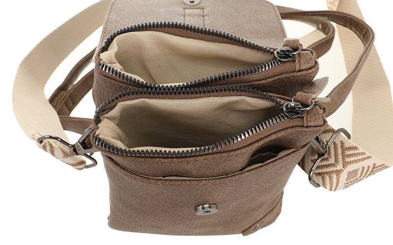 DARK CAMEL TELEFOON- EN SCHOUDERTASJE HARTFORD