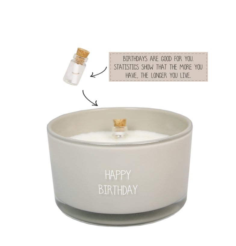 Flame Flessenpost kaars - Happy Birthday - Fig's Delight