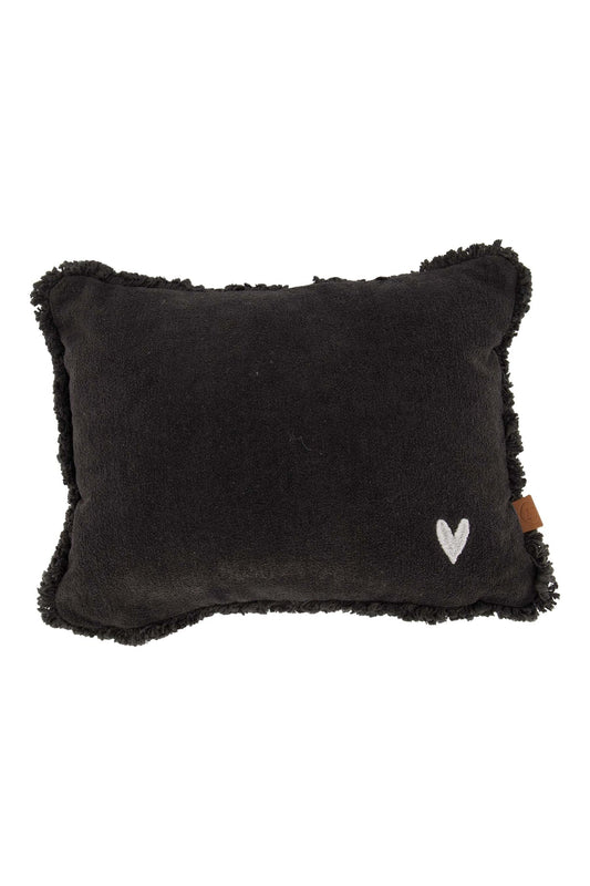 Zusss Kussen Velvet Zilver Hartje 35x25cm Antracietgrijs
