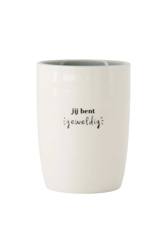 Zusss Koffiemok Je Bent Geweldig Wit/Grijsblauw