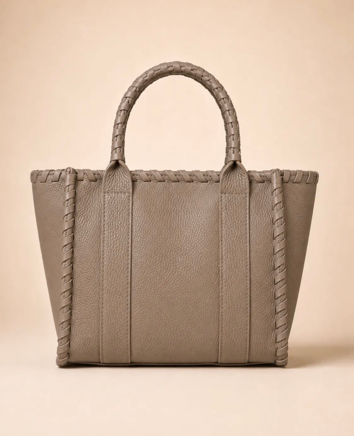 Wauw Leren handtas taupe – 100% leer