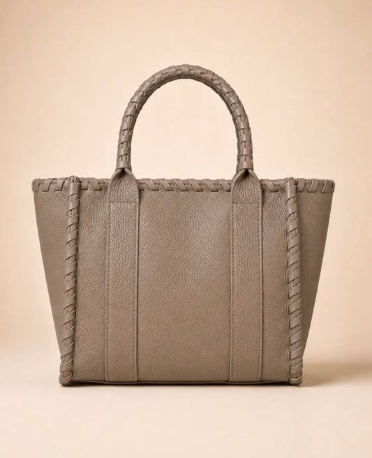 Wauw Leren handtas taupe – 100% leer