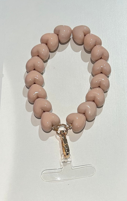 Telefoonkoord hartjes roze