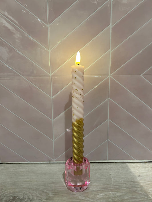 Led kaars Aifcandles goud/roze dots