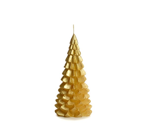 Rustik Lys kerstboomkaars goud groot – 20 cm