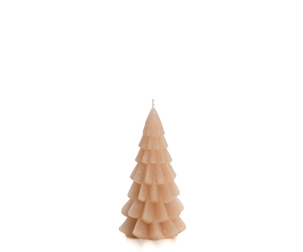 Rustik Lys - Kerstboom kaars licht roze klein - 6,3 x 12 cm - skin