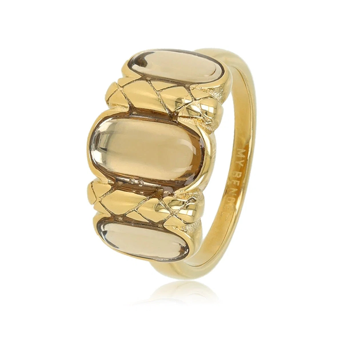 Vintage Romance Ring met Glasstenen • Smoky Topaz - stainless steel