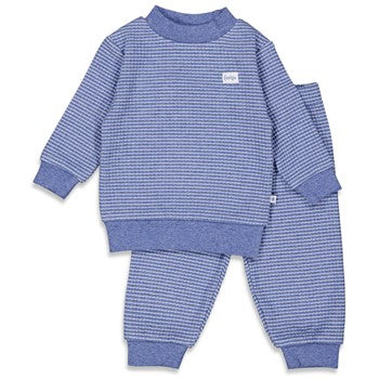 Feetje wafel pyjama blue melange