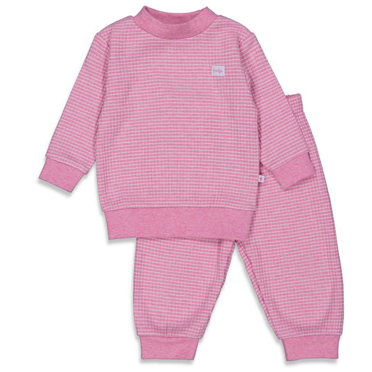 Feetje wafelpyjama roze melange