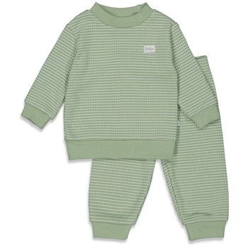 Feetje wafel pyjama Groen Melange