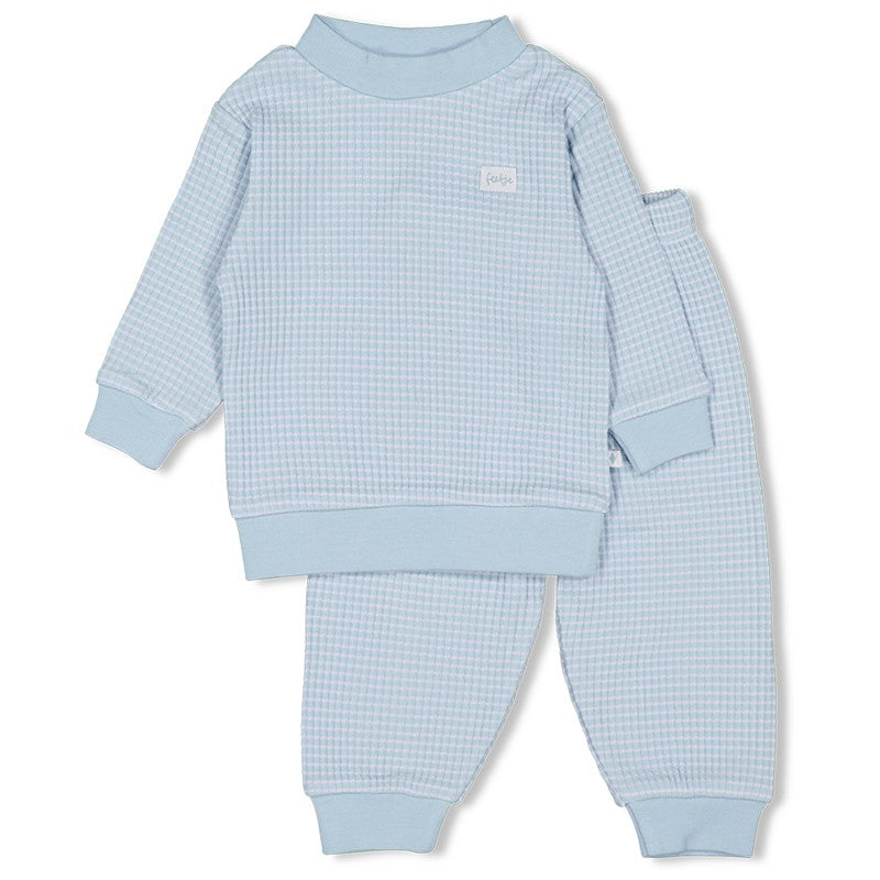 Feetje wafel pyjama babyblue -  vanaf maat 92