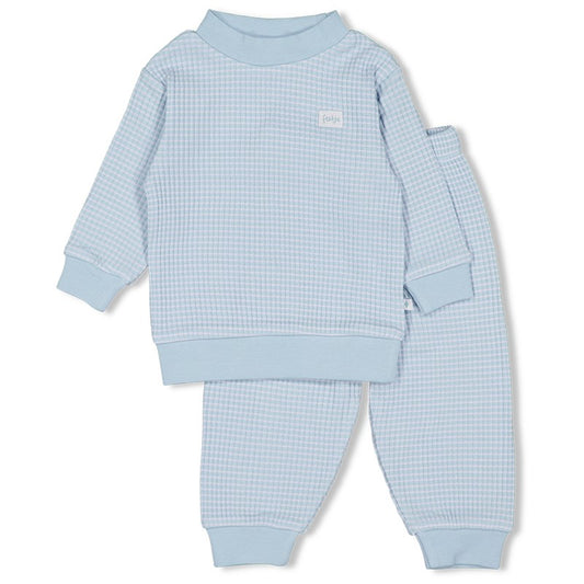Feetje wafel pyjama babyblue -  vanaf maat 92