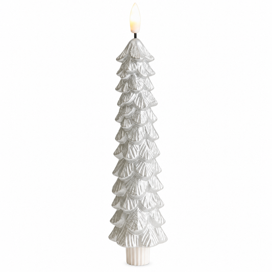 LED X-MAS Tree kaars zilver 25 cm met timer