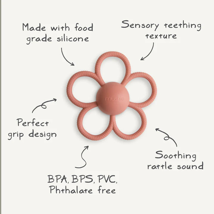 Daisy Rattle Teether Soft Lilac