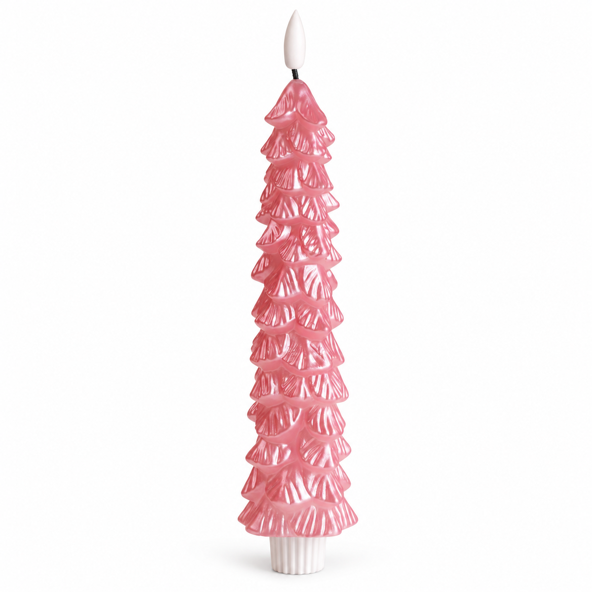 LED X-MAS Tree kaars roze 25 cm met timer