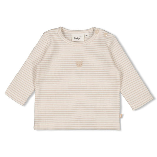 Feetje Longsleeve rib met streep - Honey Bear