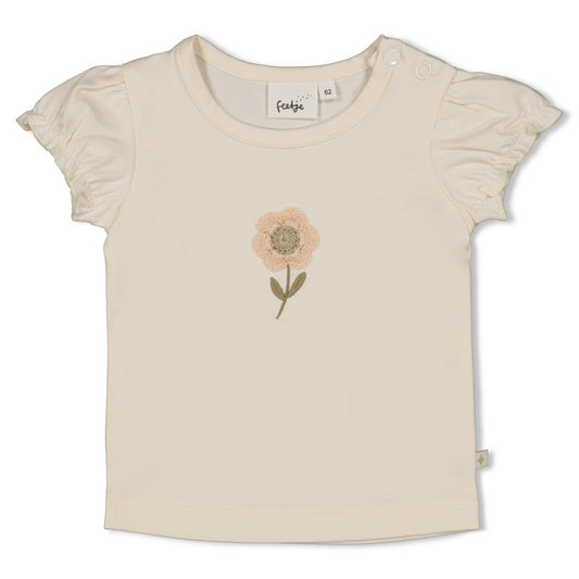 T-shirt met crochet bloem - Let Your Dreams Blossom
