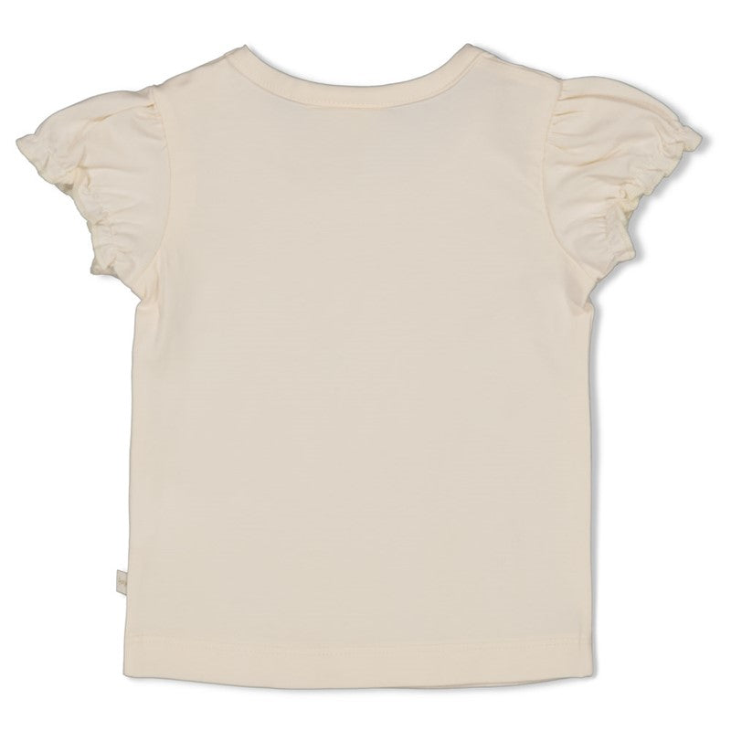 T-shirt met crochet bloem - Let Your Dreams Blossom