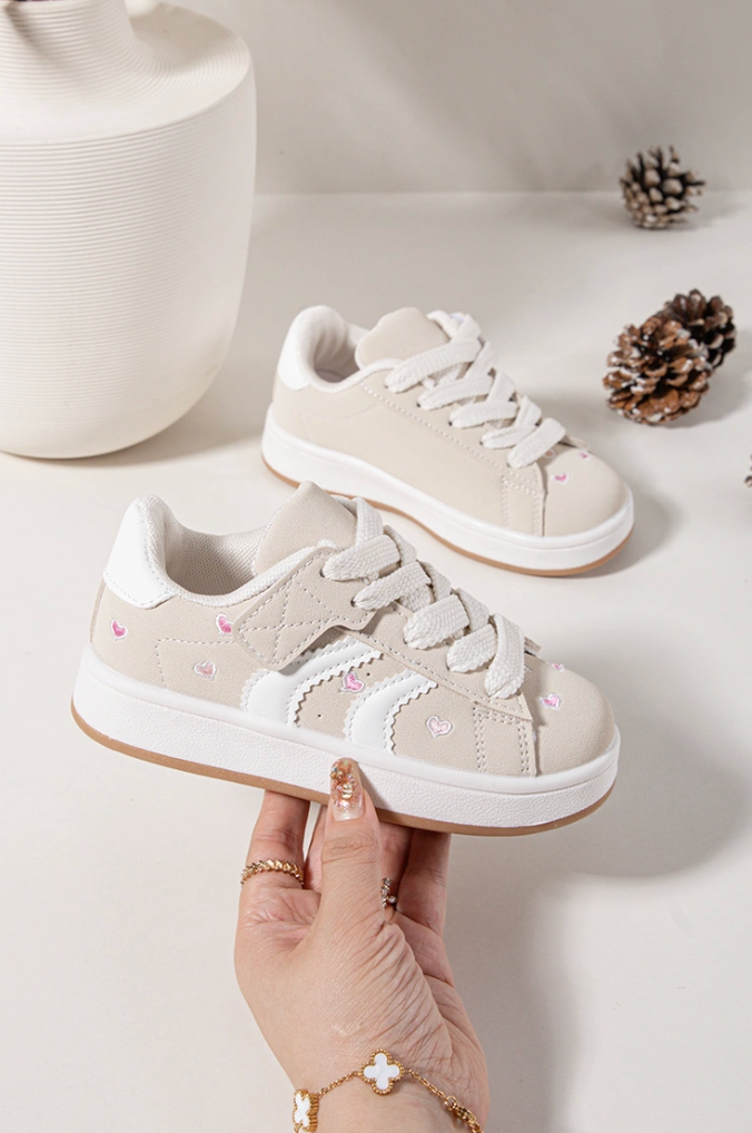 Heart sneakers - meisjes hartjes sneakers - beige