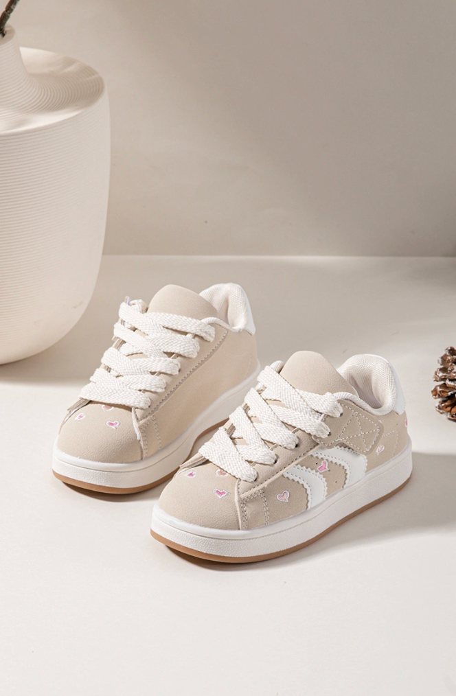 Heart sneakers - meisjes hartjes sneakers - beige