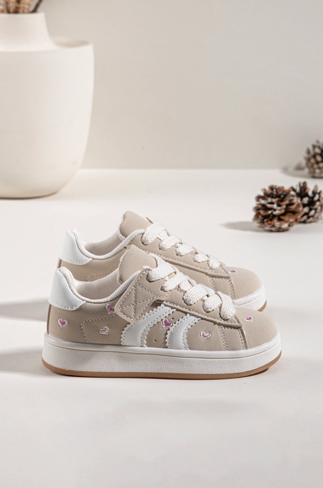 Heart sneakers - meisjes hartjes sneakers - beige