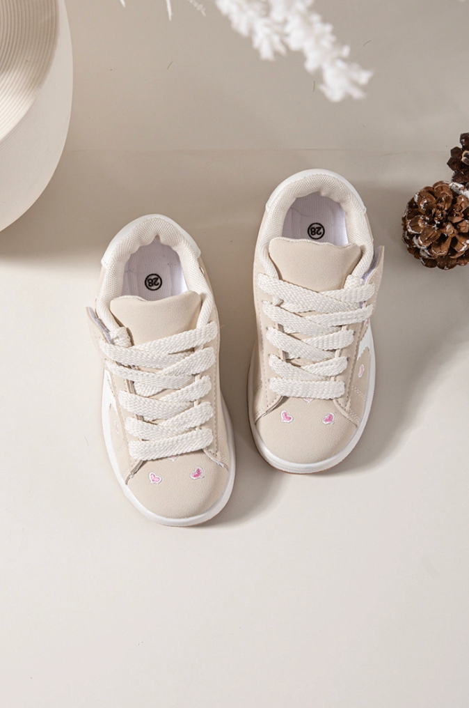 Heart sneakers - meisjes hartjes sneakers - beige