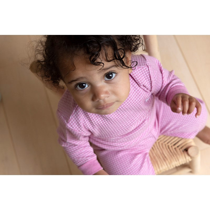 Feetje wafelpyjama roze melange vanaf maat 92