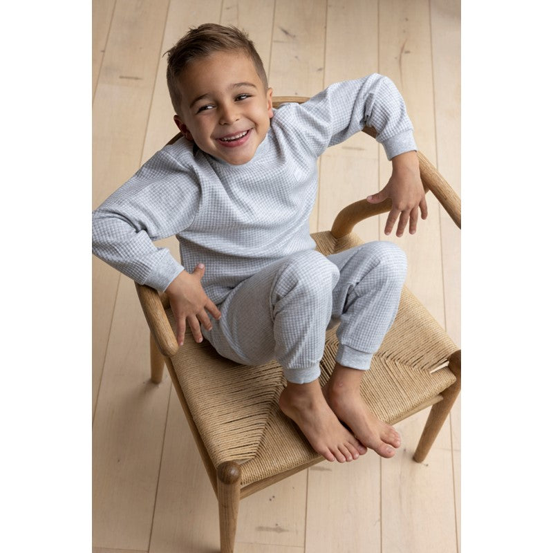Feetje wafelpyjama grijs melange - vanaf maat 92