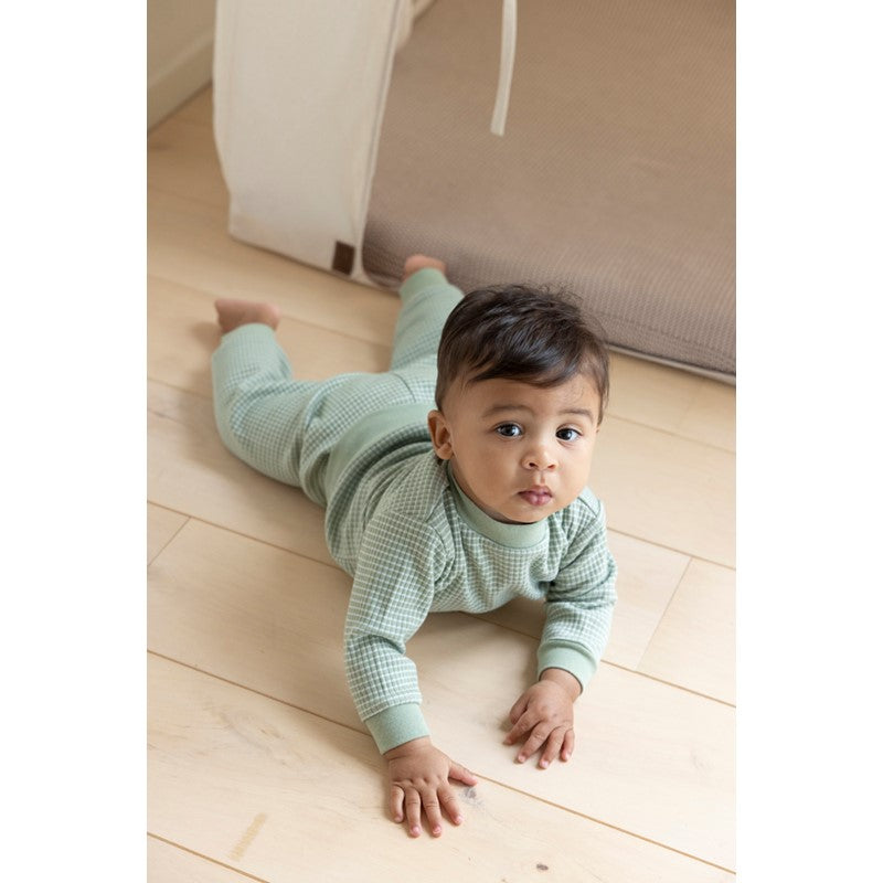 Feetje wafel pyjama Groen Melange