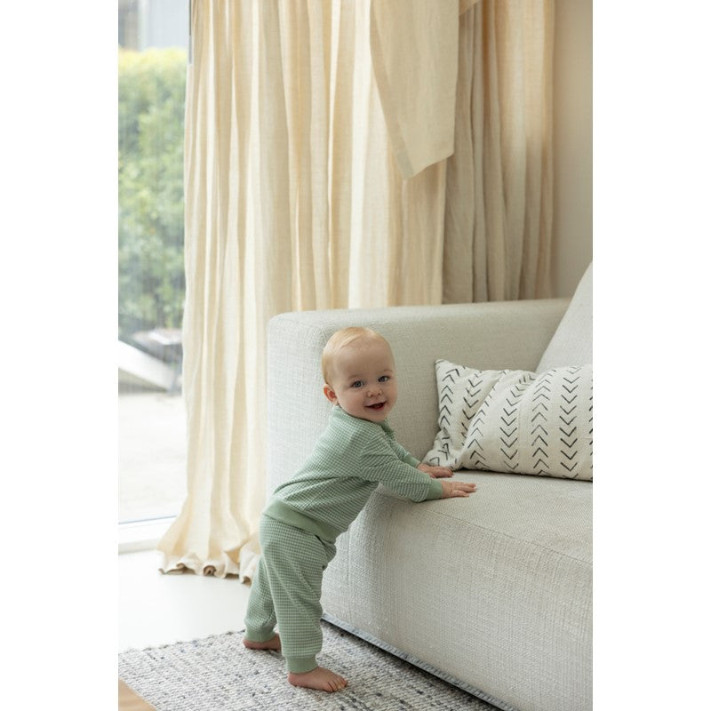 Feetje wafel pyjama Groen Melange
