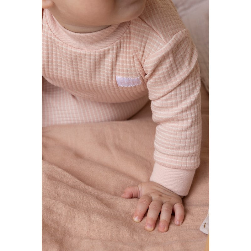 Feetje wafelpyjama oud roze