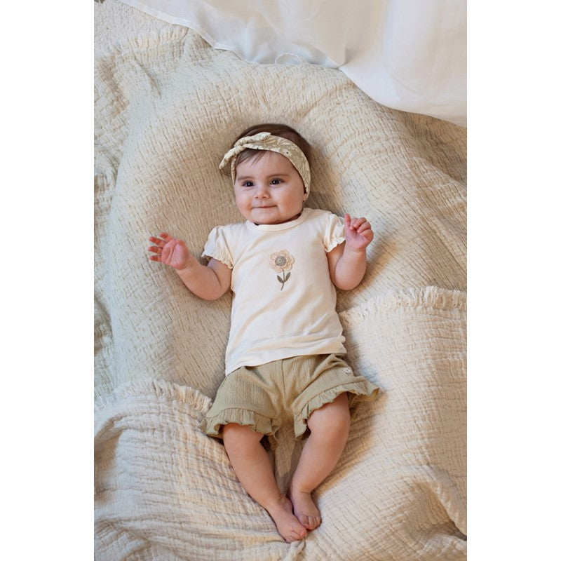 T-shirt met crochet bloem - Let Your Dreams Blossom