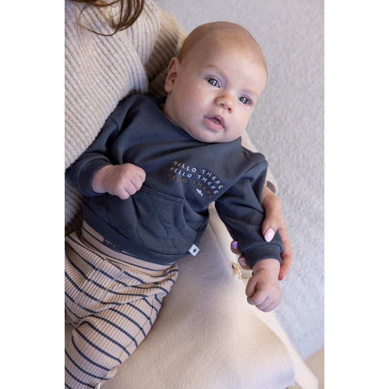 Feetje Broek rib met streep - Narwal