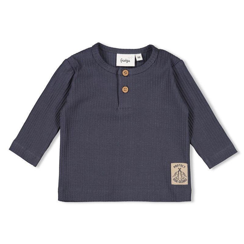 Feetje Longsleeve rib - Narwal blauw