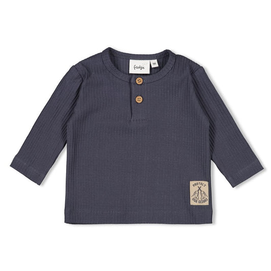 Feetje Longsleeve rib - Narwal blauw