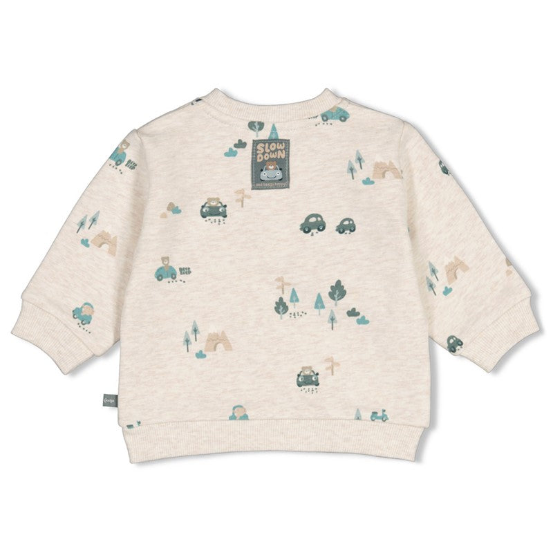 Feetje Sweater AOP - Beep Beep - auto's