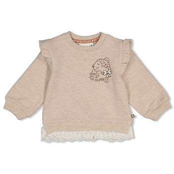 Feetje Sweater - Dress to Impress ruffle - panter