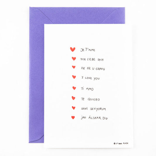 Studio Flash liefdeskaart ‘I Love You’ – in meerdere talen