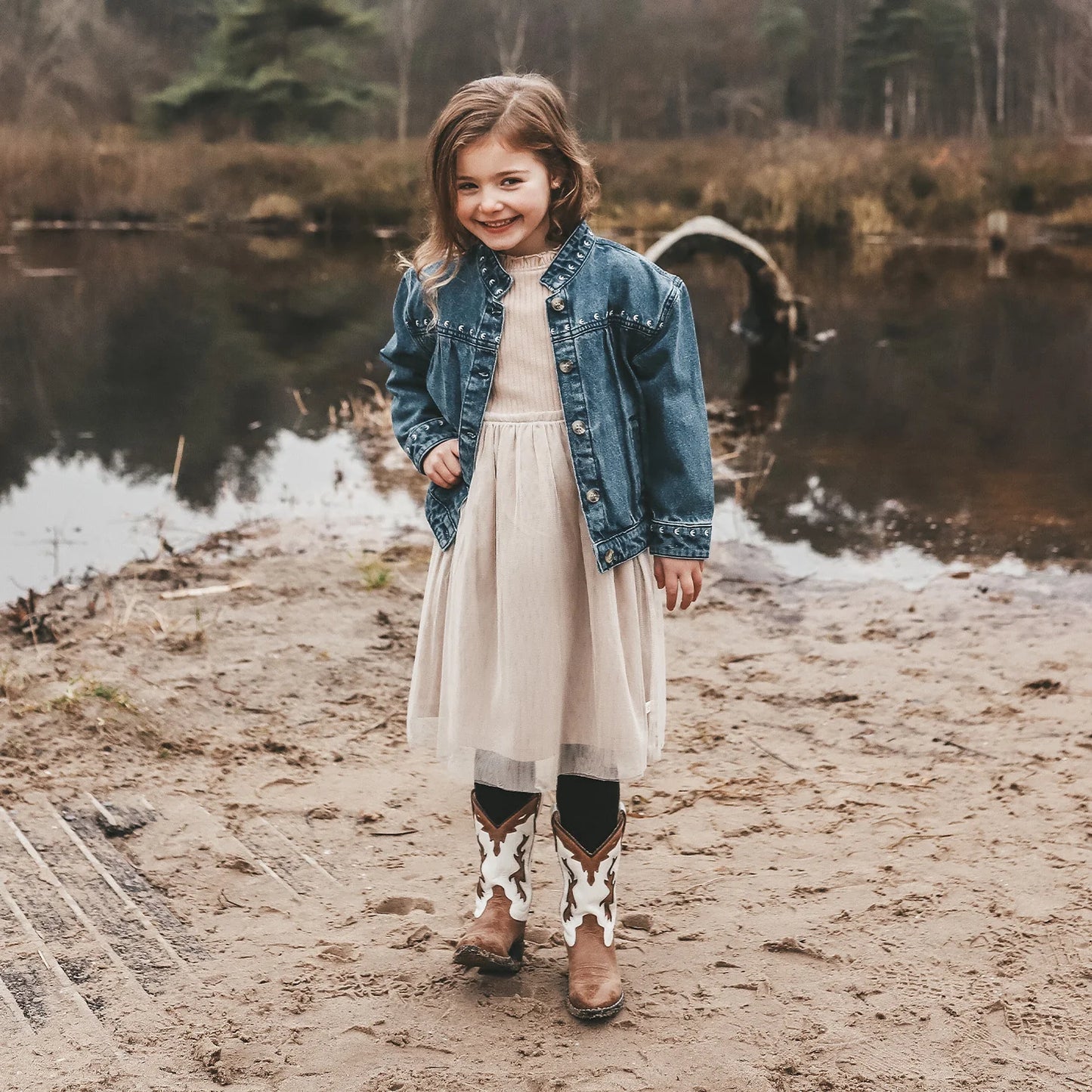 Your Wishes - Ethnic Flower | Denim Jacket | Medium Blue