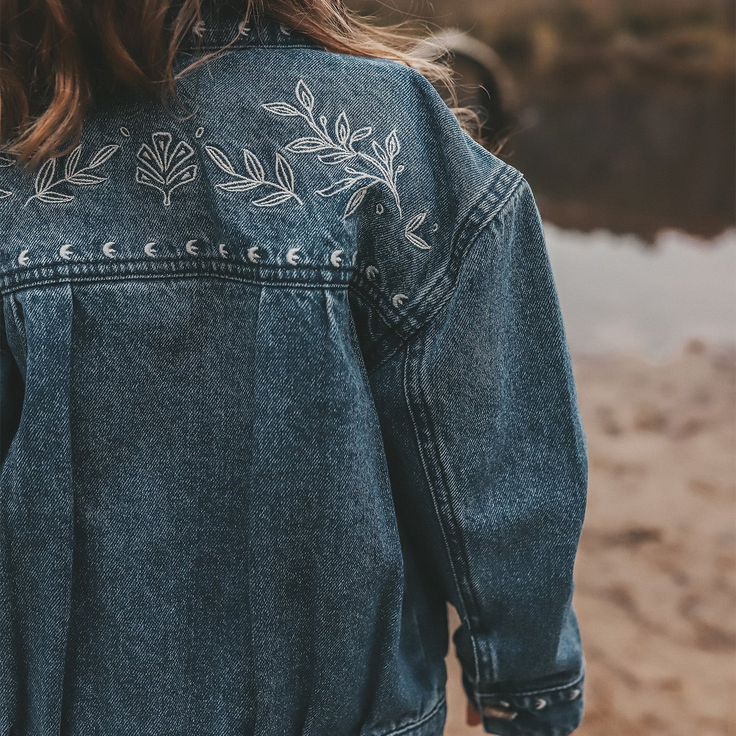 Your Wishes - Ethnic Flower | Denim Jacket | Medium Blue