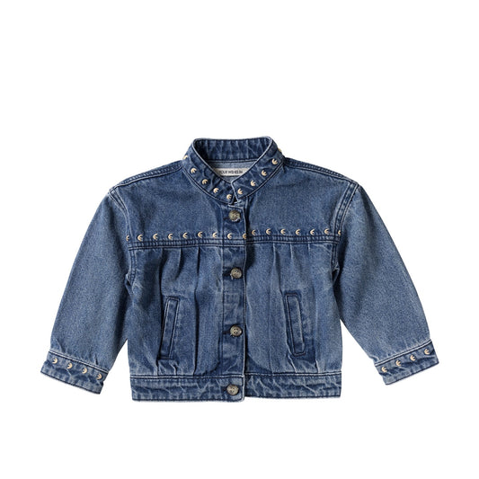 Your Wishes - Ethnic Flower | Denim Jacket | Medium Blue